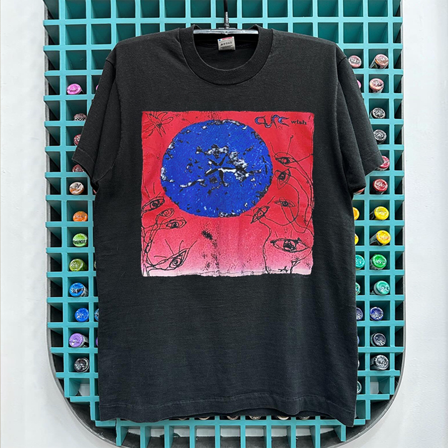 The Cure乐队暗黑街头短袖T恤高街vintage古着慵懒风插画潮牌半袖