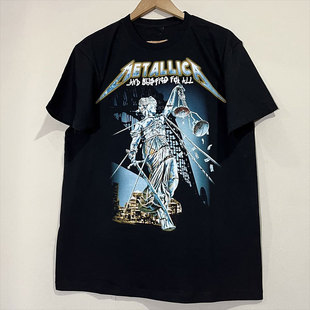 METALLICA Justice乐队美式潮牌男女短袖欧美复古街头情侣款T恤