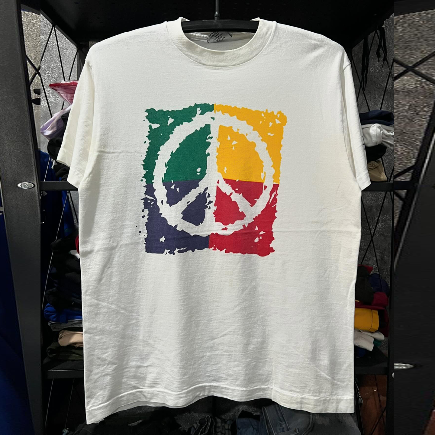 Peace Sign美式复古潮牌高级感Cityboy慵懒风插画宽松简约短袖T恤