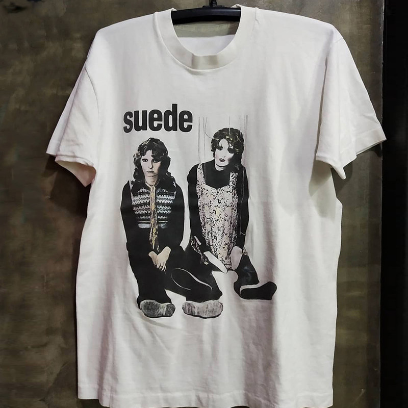 SUEDE山羊皮乐队独立摇滚美式宽松五分袖男女oversize百搭短袖T恤