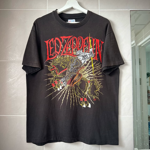 Led Zeppelin摇滚乐队美式复古街头朋克风hiphop重磅棉短袖T恤潮