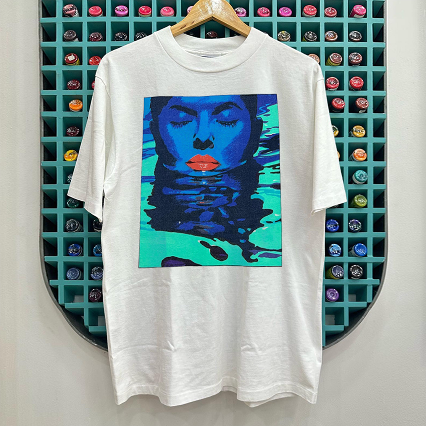 波普艺术风格人像印花短袖T恤oversize阿美咔叽学院风高级感半袖