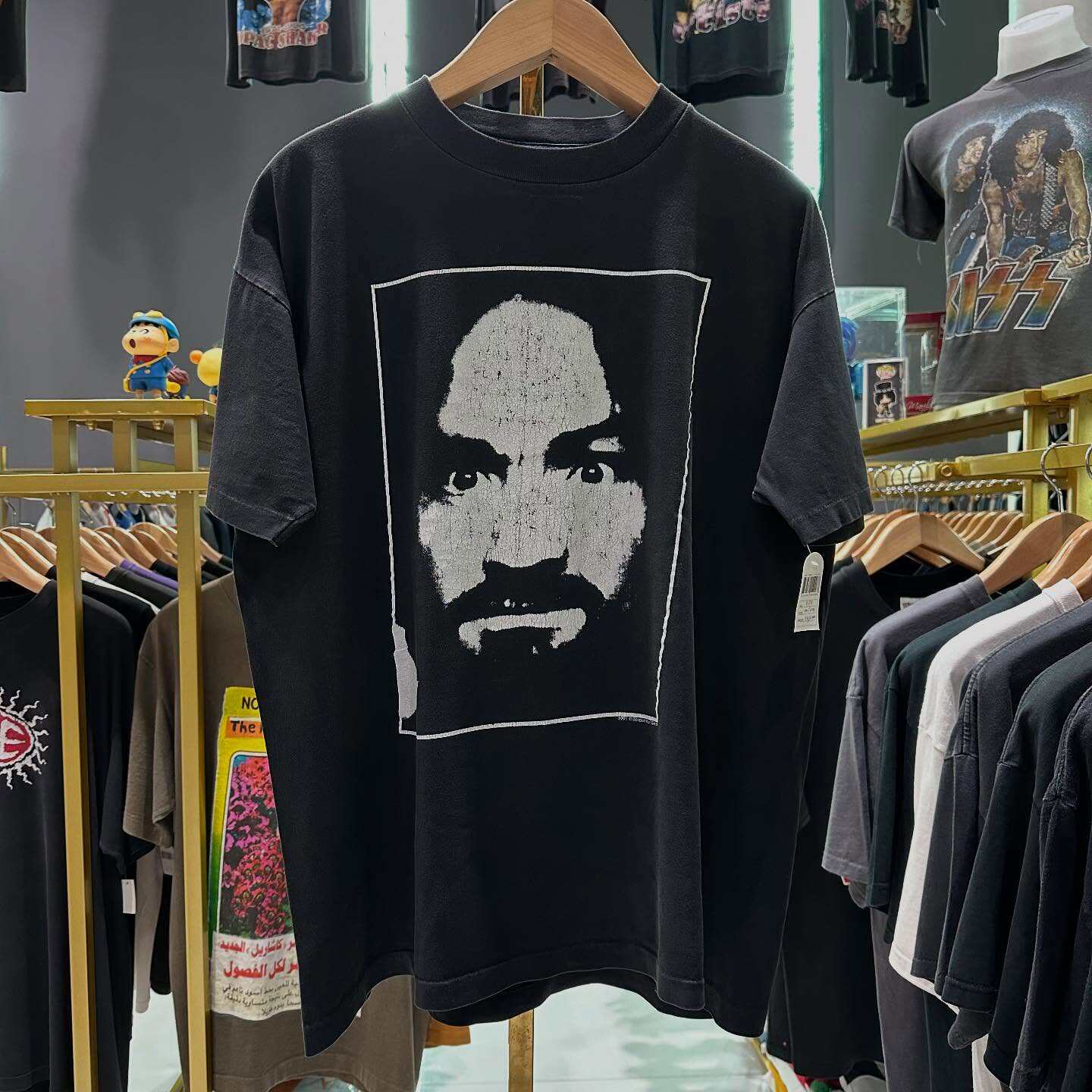 Charles Manson暗黑复古宽松短袖T恤hiphop插画慵懒风重磅棉半袖