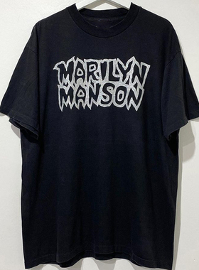 Marilyn Manson玛丽莲曼森摇滚字母复古chic短袖男女痞帅百搭T恤