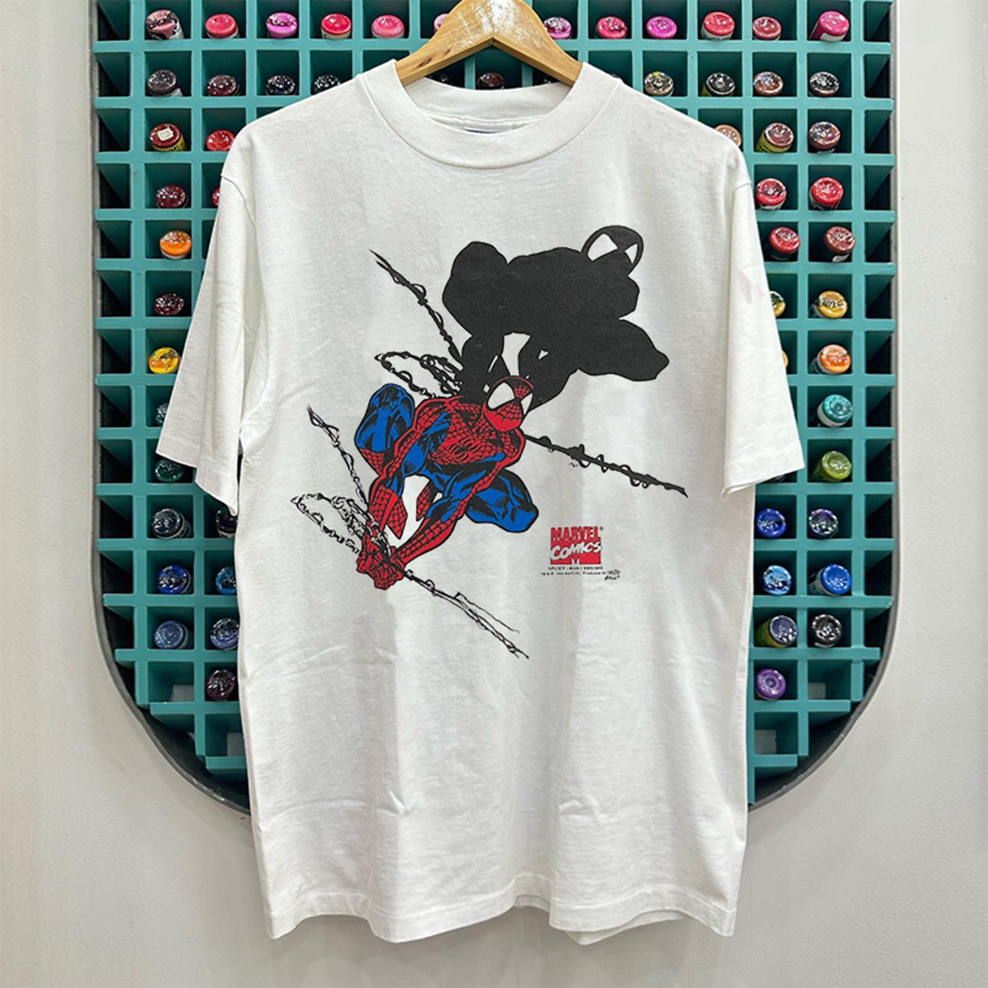 Spider-Man蜘蛛侠宽松漫画艺术风短袖T恤vintage古着学院风半袖潮