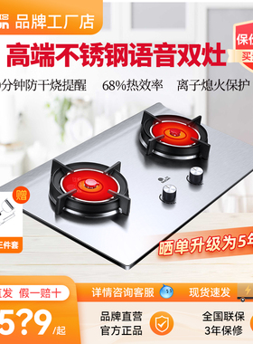 Redsun/红日 EH009G/EM208G不锈钢液化气天然气家用燃气灶双炉灶