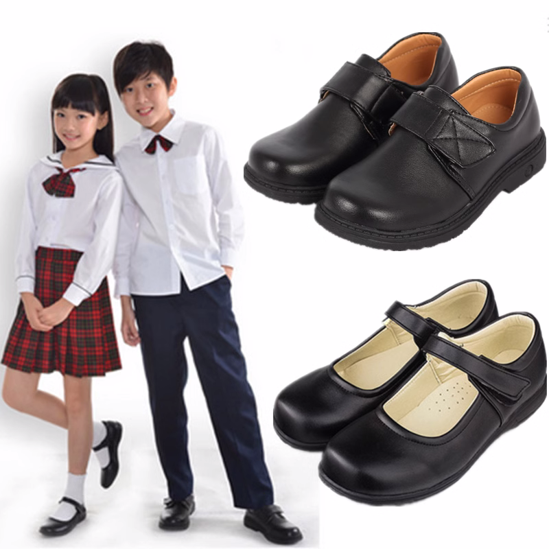 深圳学生统一制服鞋礼服鞋子升旗小皮鞋男女款中小学生黑皮鞋校鞋