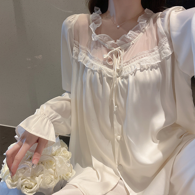 私密公主真丝蕾丝睡衣女
