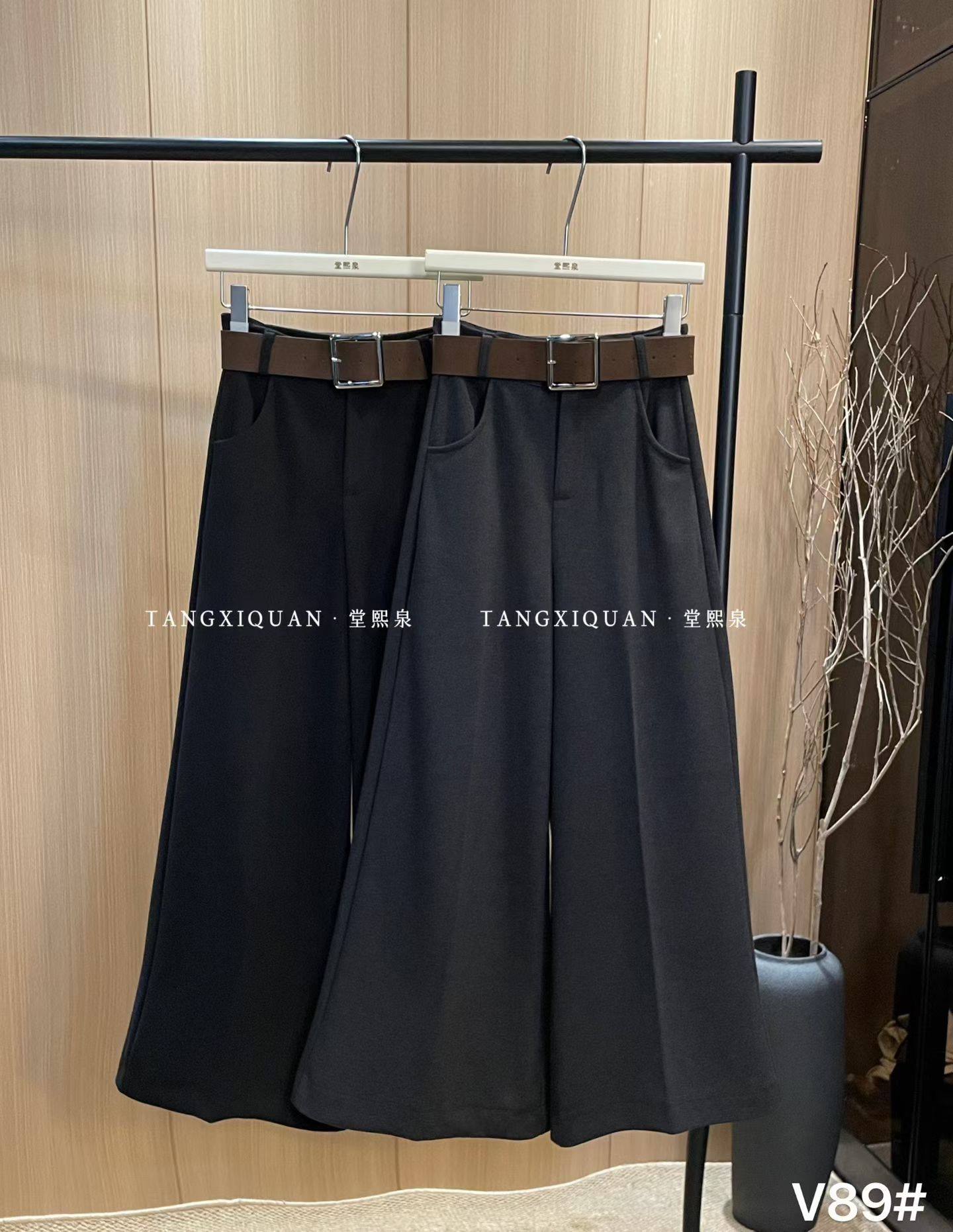 【堂家TXQ】V89大脚直筒阔腿裤秋冬呢料厚款泉熙正品女装