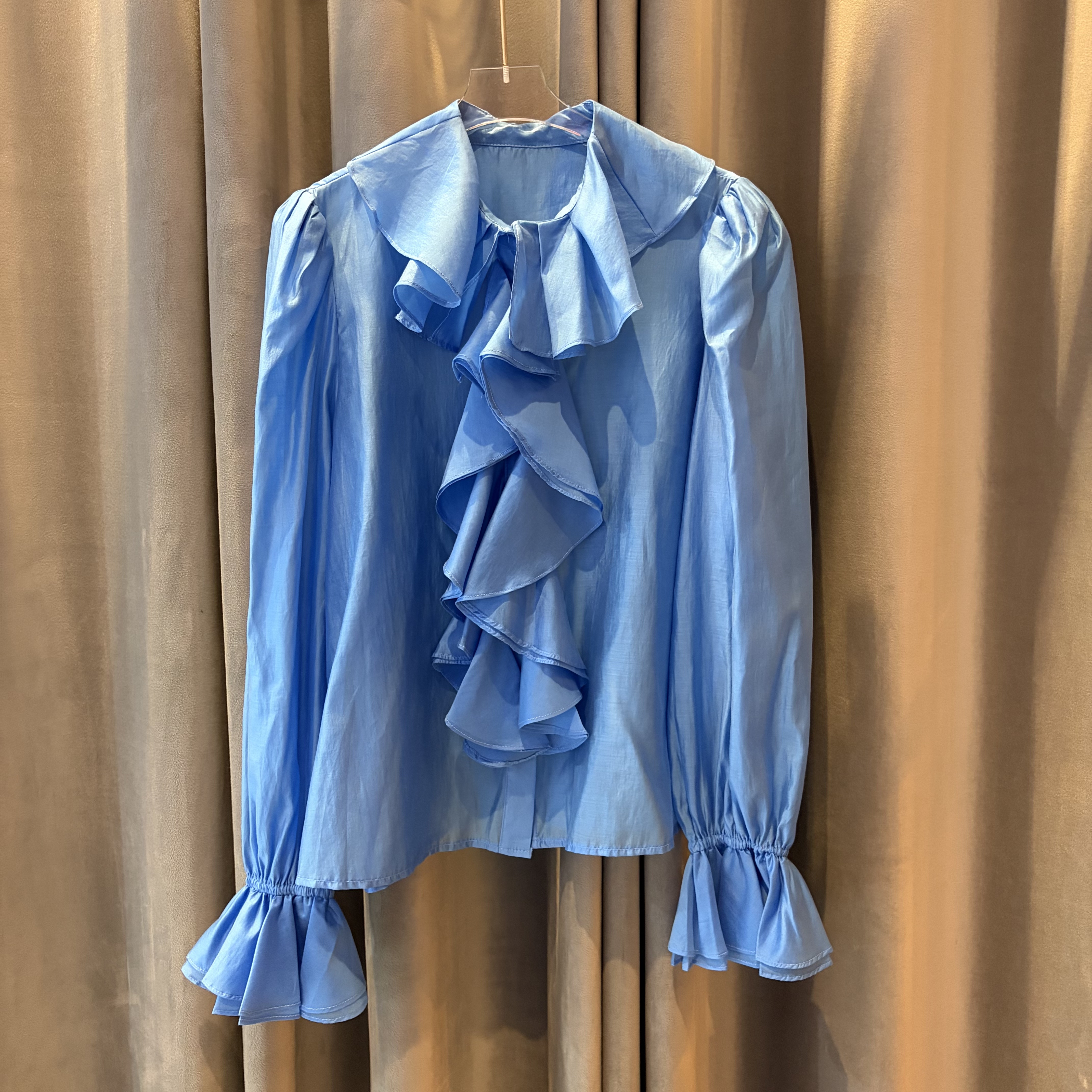 【熙藤叶】个性法式韩版女士花衬衫衣正品Heevine荷叶领