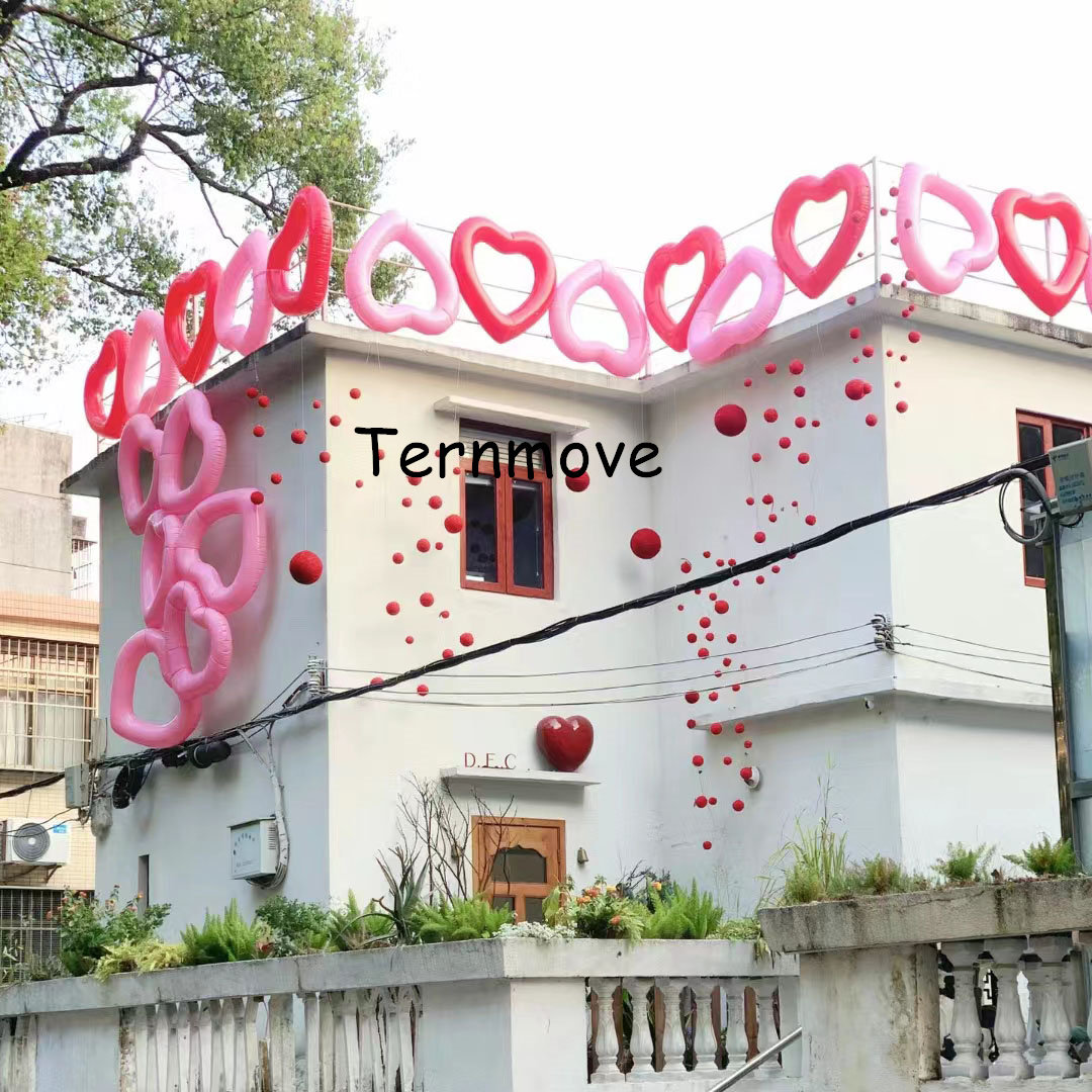 酒吧布置美陈粉色派对红色爱心充气泳圈池湿身gogo泡沫泳池派对