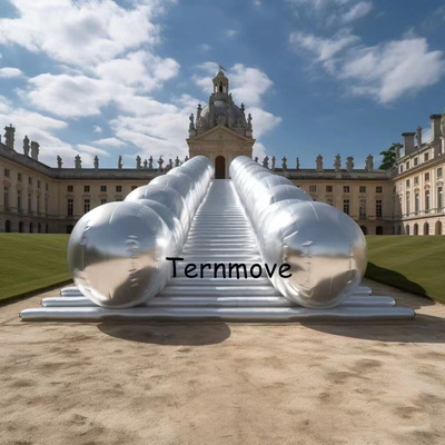 充气悬挂银色滑梯气模仿真字母数字logo墙商场美陈装饰道具可定制