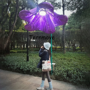 大型感应花气模网红打卡点自动开合花朵商业美陈灯光互动游乐设备