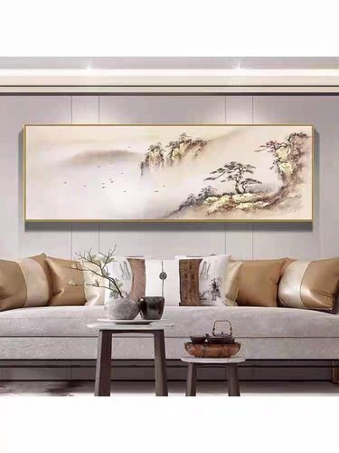 手绘油画大芬村新中式抽象山水风景现代客厅沙发背景墙挂画装饰画
