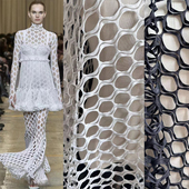 黑白弹力大网格立体镂空网布辅料配料舞台Diy毕业服装 设计面料