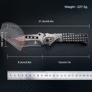 亚马逊跨境货源户外求生重型折叠刀石洗不锈钢折刀品质狩猎小刀