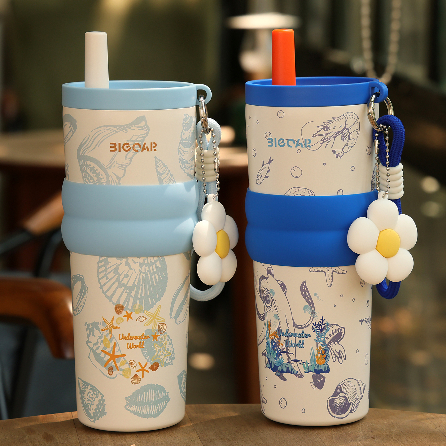 吸管保温杯女士高颜值办公室带盖