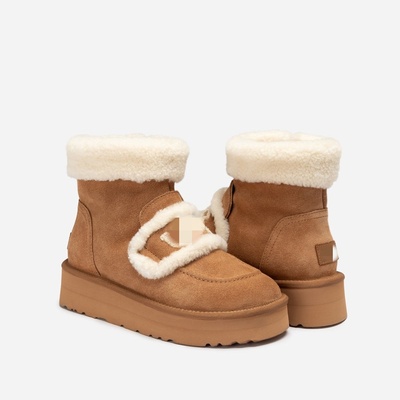 澳洲直邮OZWEAR 小胖丁侧拉链厚底雪地靴4厘米羊毛雪地靴OB990