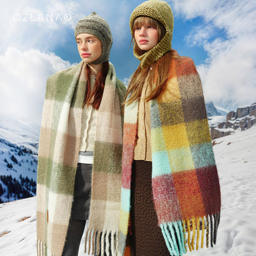 ozlana澳洲新款彩虹时尚拼色围巾