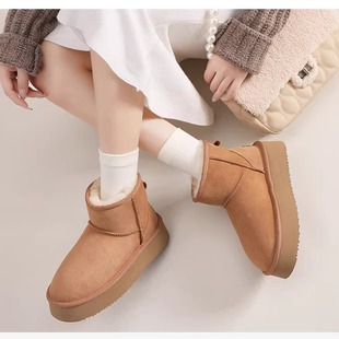 澳洲TASMAN AUS羊皮毛一体雪地靴厚底短靴女加厚抗寒防滑女靴5861