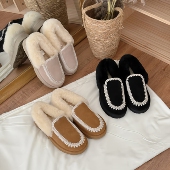 EVERAU澳洲2025雪地靴女羊皮毛一体保暖毛毛鞋 防滑加绒豆豆鞋 2075