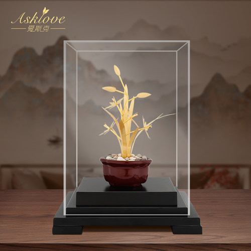 金箔兰花摆件家居饰品办公室装饰