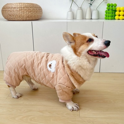 柯基衣服秋冬装加绒加厚防风四脚衣服保暖加厚棉衣中型犬狗狗衣服