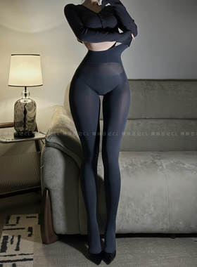 辣妹日记CL「幕影」80D天鹅绒厚黑哑光高腰无痕无缝裆连裤黑丝袜