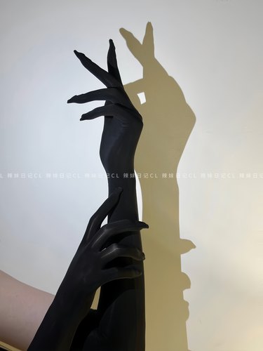 辣妹日记CL「幻」超滑手丝高密油亮黑丝袜分指手套性感黑丝cos女