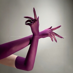 辣妹日记CL「纱」天鹅绒哑光分指丝袜手套性感黑丝女cos袖套男女