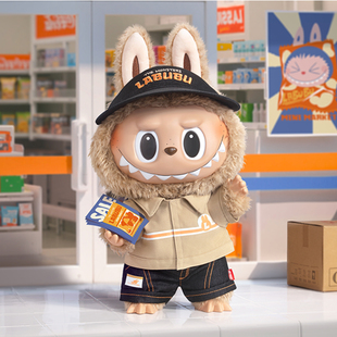 泡泡玛特POP MART拉布布大便利店The Naughty Cashie搪胶毛绒公仔