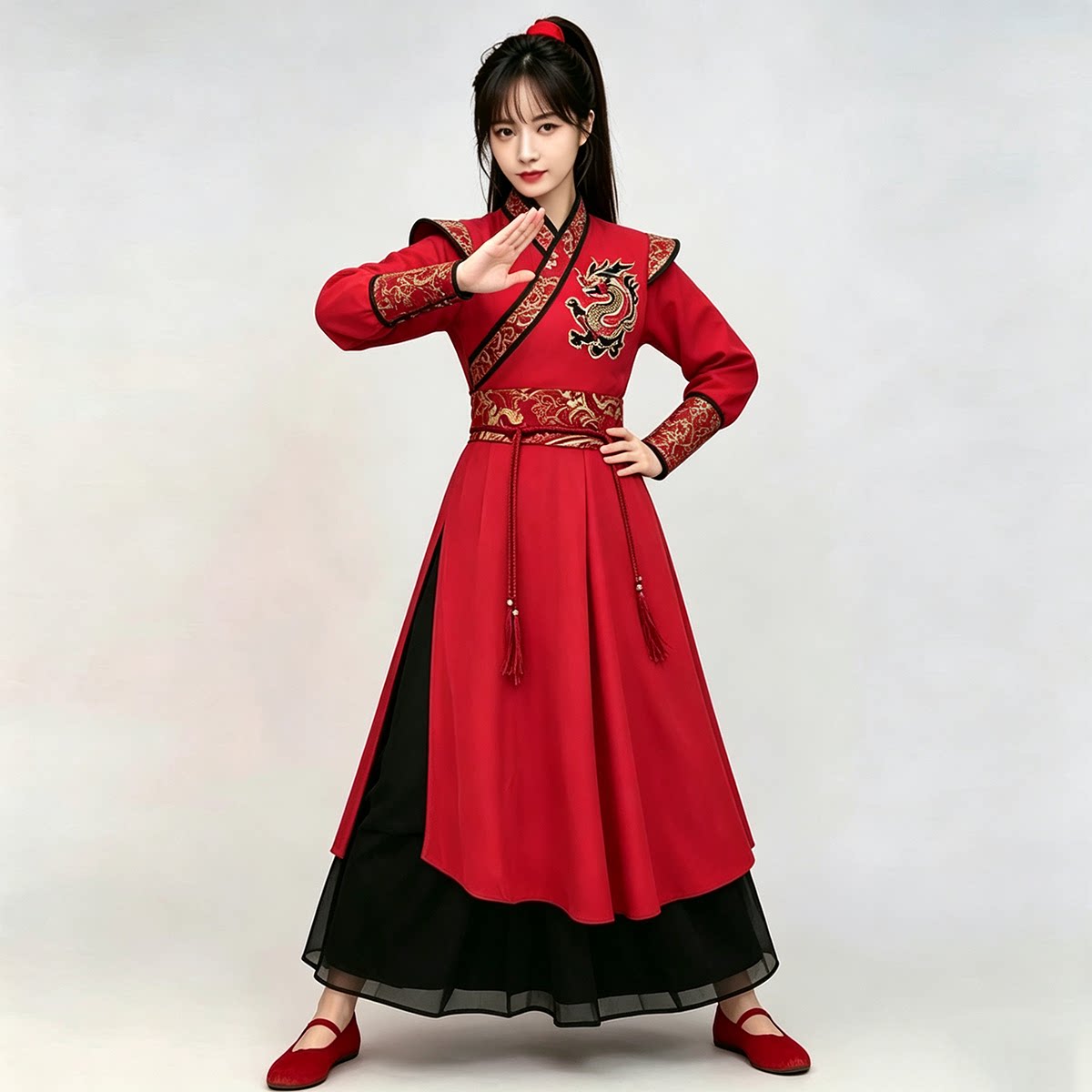 中国风武侠花木兰演出服套装