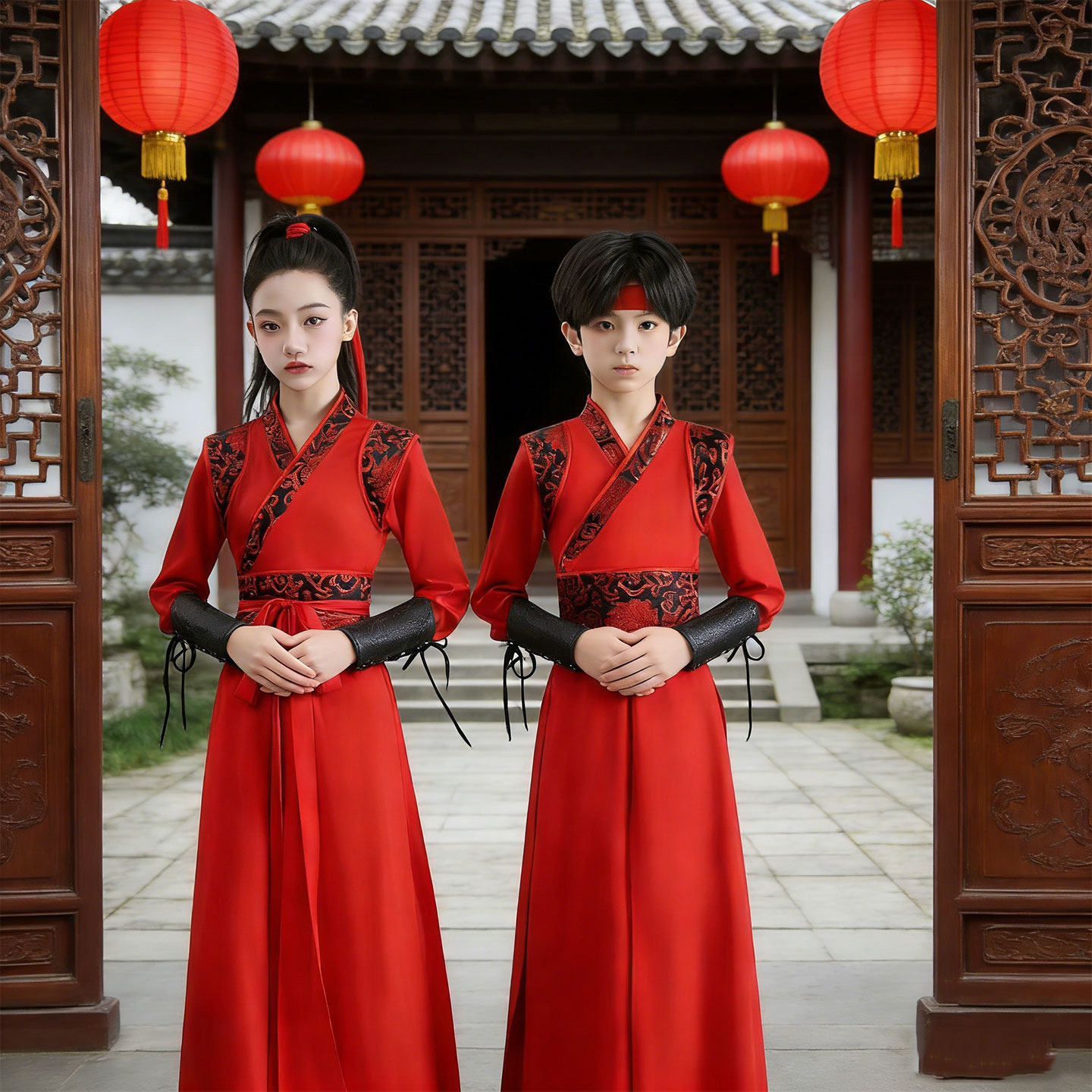 雪龙吟江湖夜雨十年灯儿童舞蹈演出服男女学生武侠侠客风精忠报国