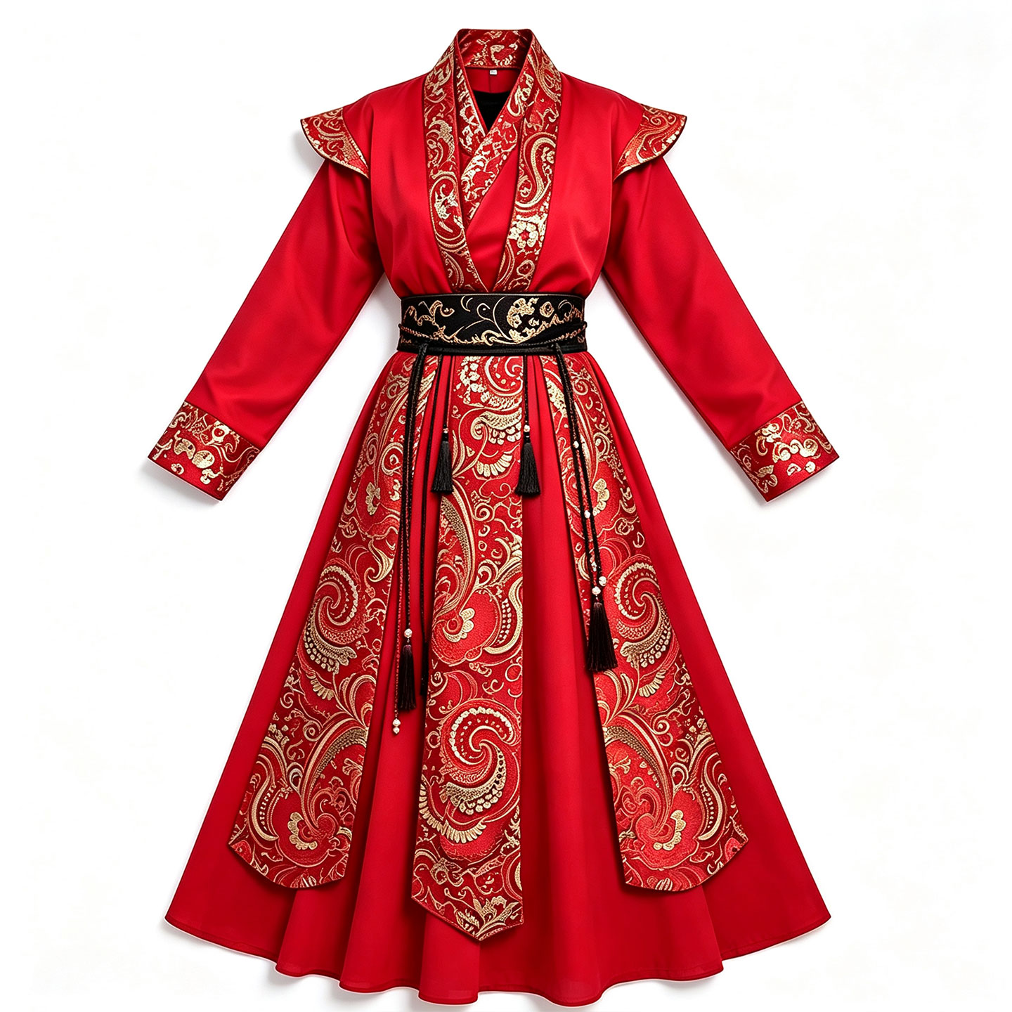 套马杆中国风红色古装演出服女打鼓服古典舞蹈服侠客花木兰珊瑚颂
