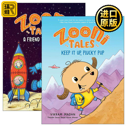 英文原版 Zooni Tales 佐尼的故事系列1-2册 儿童幽默全彩漫画章节桥梁故事书 Vikram Madan 坚持下去 勇敢的小狗 英文版 进口书籍