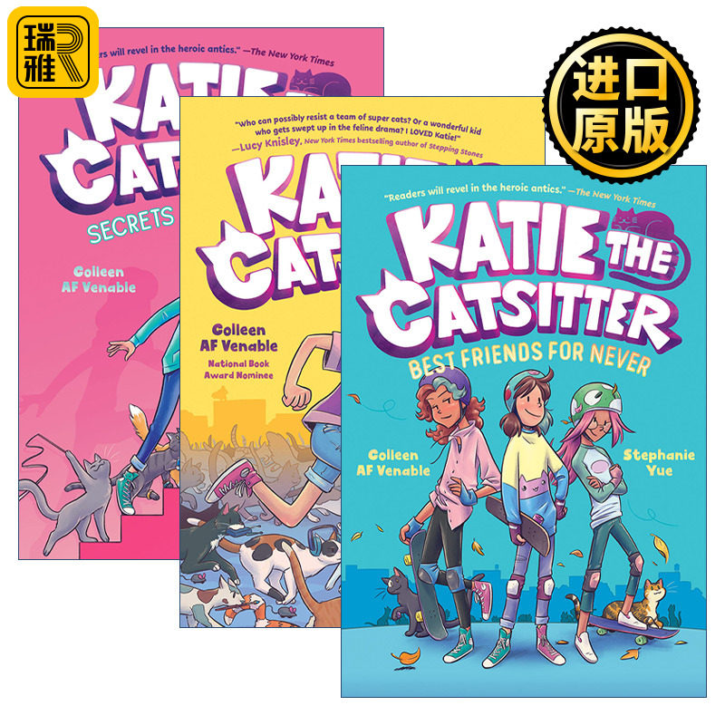 Katie the Catsitter 爱猫的凯蒂系列3册 全彩漫画绘本图画书 幽默爆笑 适合女孩 小学生英文课外阅读