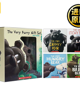 毛绒玩偶礼盒装4册 英文原版 The Very hungry cranky brave itchy bear Furry Gift Set儿童启蒙益智玩具书 亲子绘本进口英语书籍