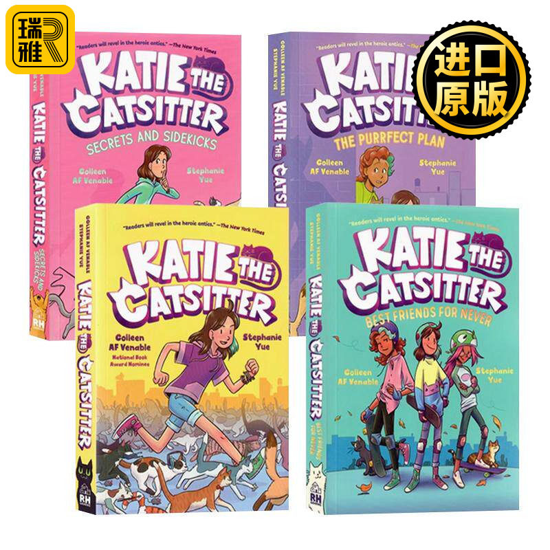 英文原版 Katie the Catsitter 爱猫的凯蒂系列1-4册 全彩漫画绘本图画书 幽默爆笑 适合女孩 小学生英文课外阅读 英文版 进口书籍