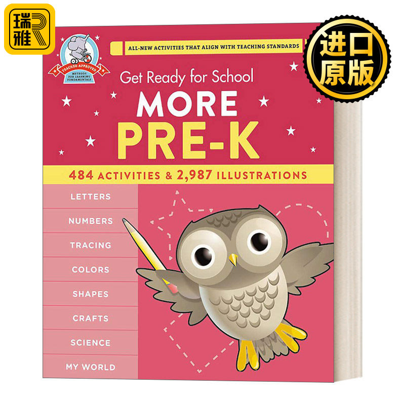 英文原版 Get Ready for School More Pre-K 入学准备 学前早教综合活动练习册 字母数字颜色形状科学等练习 英文版 进口英语书籍