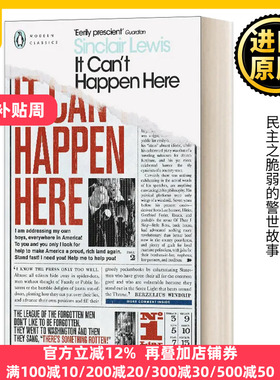 英文原版 It Can't Happen Here 这是不可能发生的 现代经典 英文版 Sinclair Lewis 进口英语原版书籍