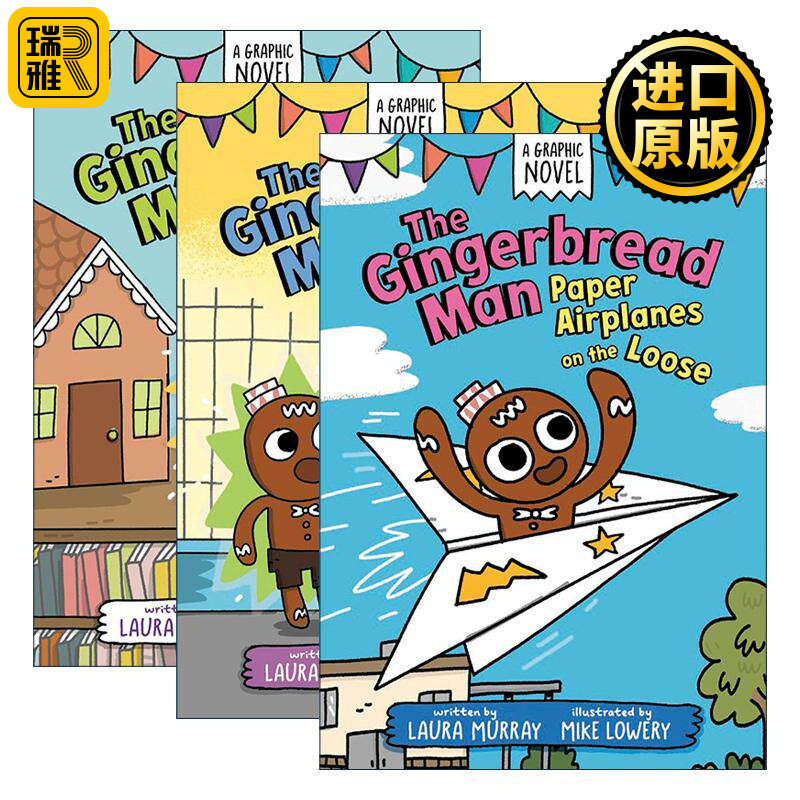 英文原版 The Gingerbread Man Is Loose Graphic Novel 姜饼人系列3册 儿童爆笑漫画图像小说 Laura Murray 英文版 进口原版书籍