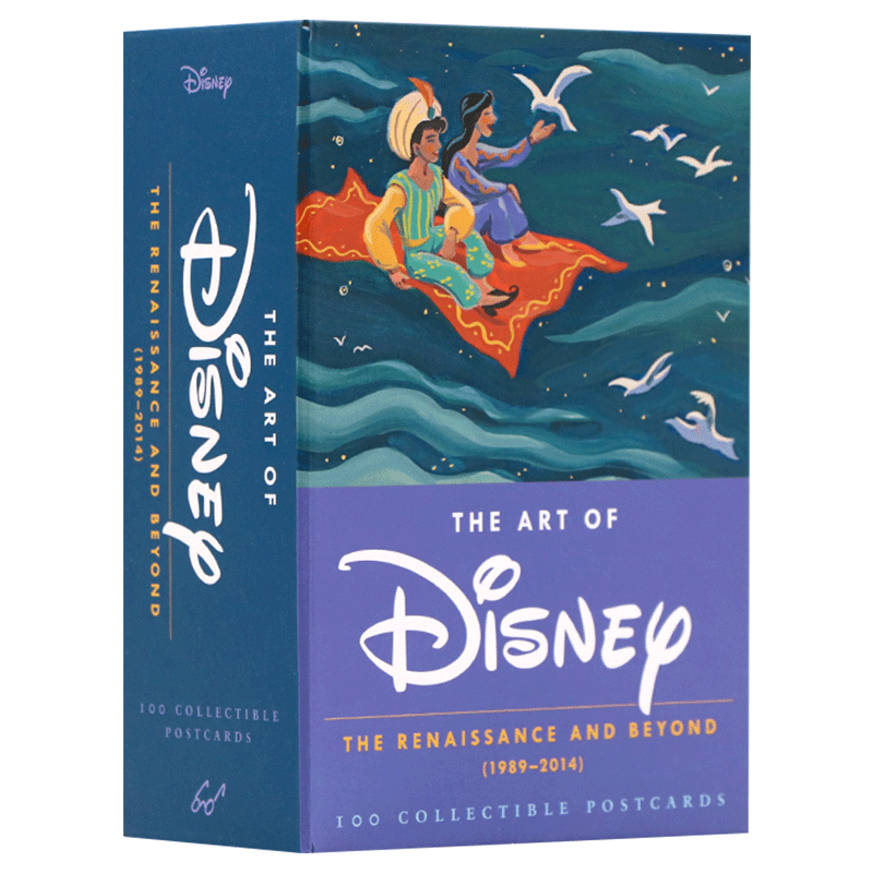 迪士尼经典动画明信片100张礼盒装 英文原版 The Art of Disney Postcards 复兴时期 艺术风格文创周边Disney英文版进口原版英语书