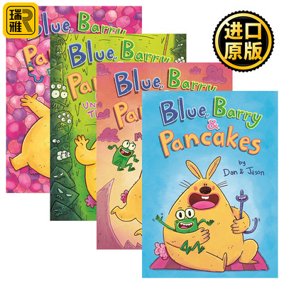 英文原版 Blue Barry and Pancakes 兔子、蠕虫和青蛙的故事 4册 精装儿童友谊全彩漫画 青少年课外阅读故事书 进口英语书籍