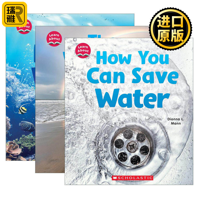 英文原版 Learn About Water 学习关于水系列3册 省水/保护地球水资源/水循环 科普 英文版 进口英语原版书籍