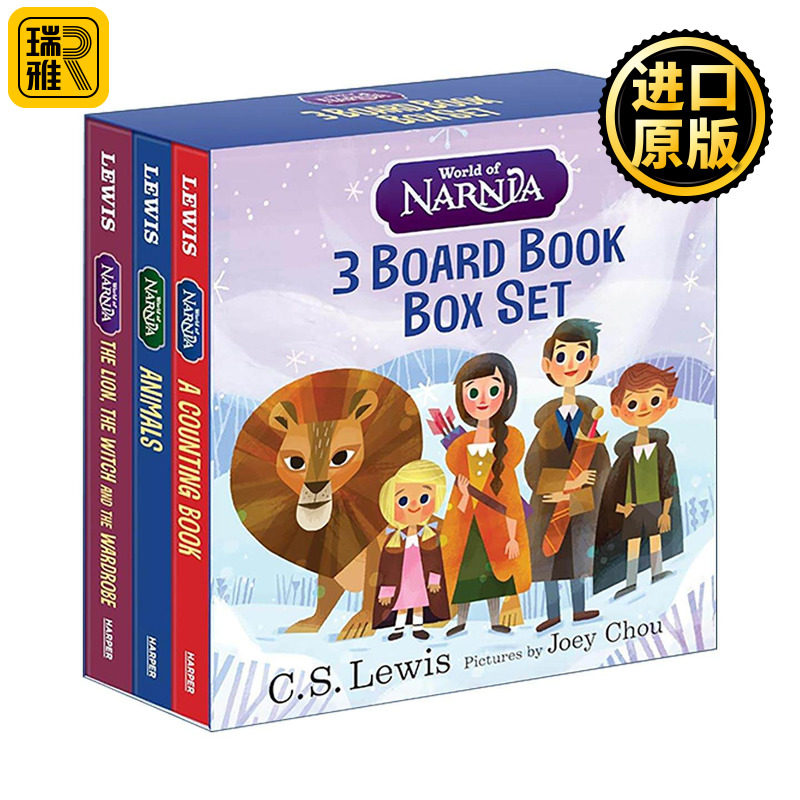 英文原版 World of Narnia 3 Board Book Box Set 纳尼亚的世界 3册纸板书盒装 含狮子女巫和衣柜 动物 数数 进口英语原版书籍
