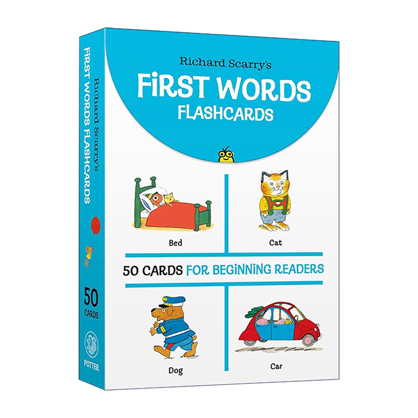 英文原版 Richard Scarry's First Words Flashcards 斯凯瑞单词抽认卡 汽车 动物 颜色 数字 儿童启蒙认知 词汇积累 英文版