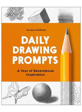 英文原版 Daily Drawing Prompts 每日绘画提示 灵感速写本写生簿 美术技巧指南 Jordan DeWilde 英文版 进口英语原版书籍
