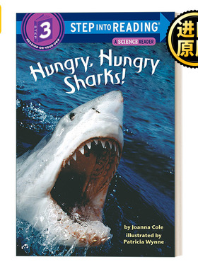 饥饿的鲨鱼 英文原版 Step into Reading 3 Hungry Hungry Sharks A Science Reader Non fiction美国企鹅兰登英语分级绘本 三阶段