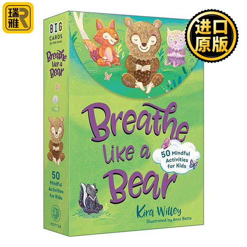 英文原版 Breathe Like a Bear Mindfulness Cards 像小熊一样呼吸 儿童正念益智游戏活动卡片 英文版 进口英语原版书籍