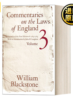 英文原版 Commentaries on the Laws of England  Volume 3 英国法释义 卷三 William Blackstone 英文版 进口英语原版书籍